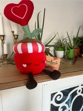 Russ Red and White Striped Plush Heart Flower Toy